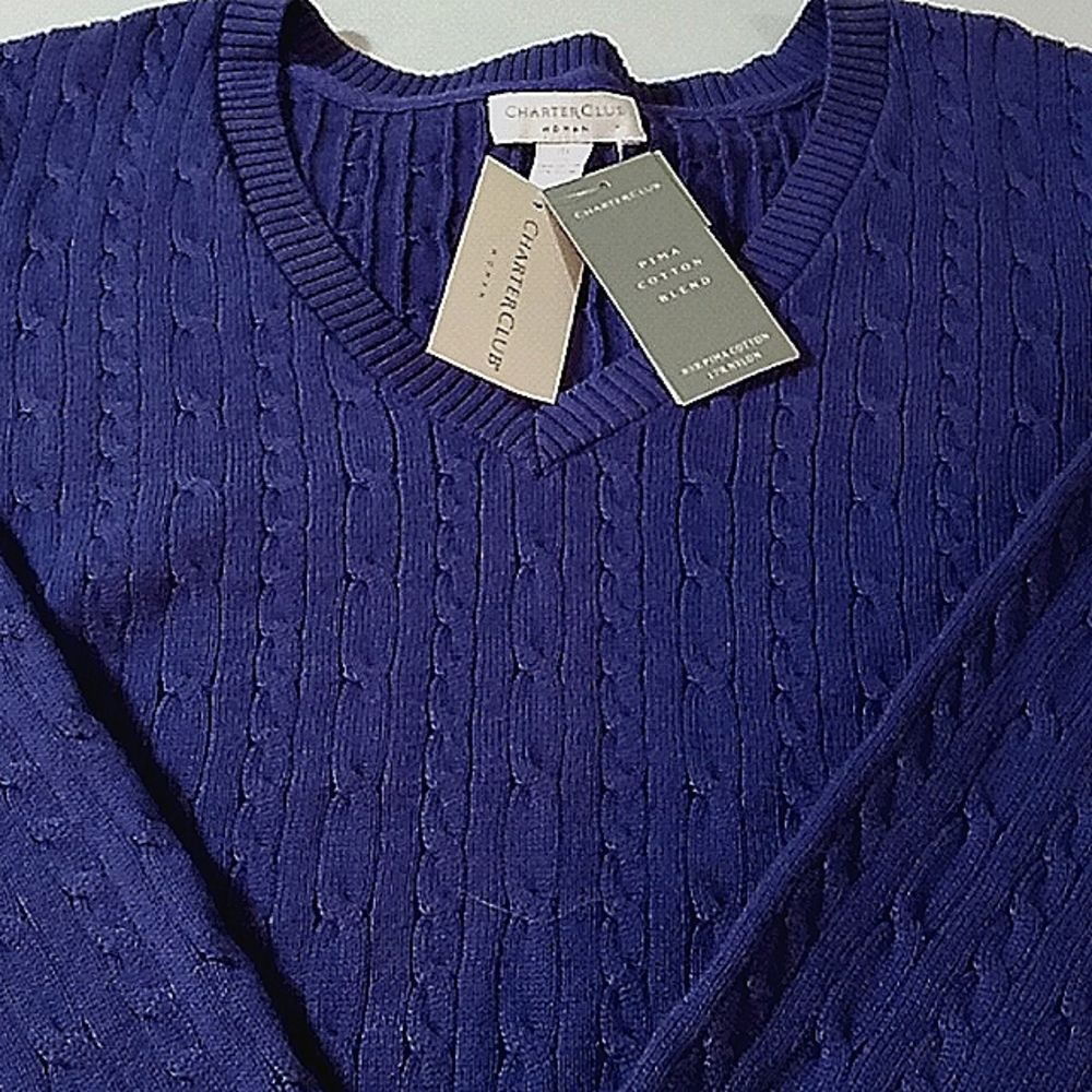 Charter Club size ox polyester nylon purple v-neck cardigan long sleeves - Picture 6 of 6